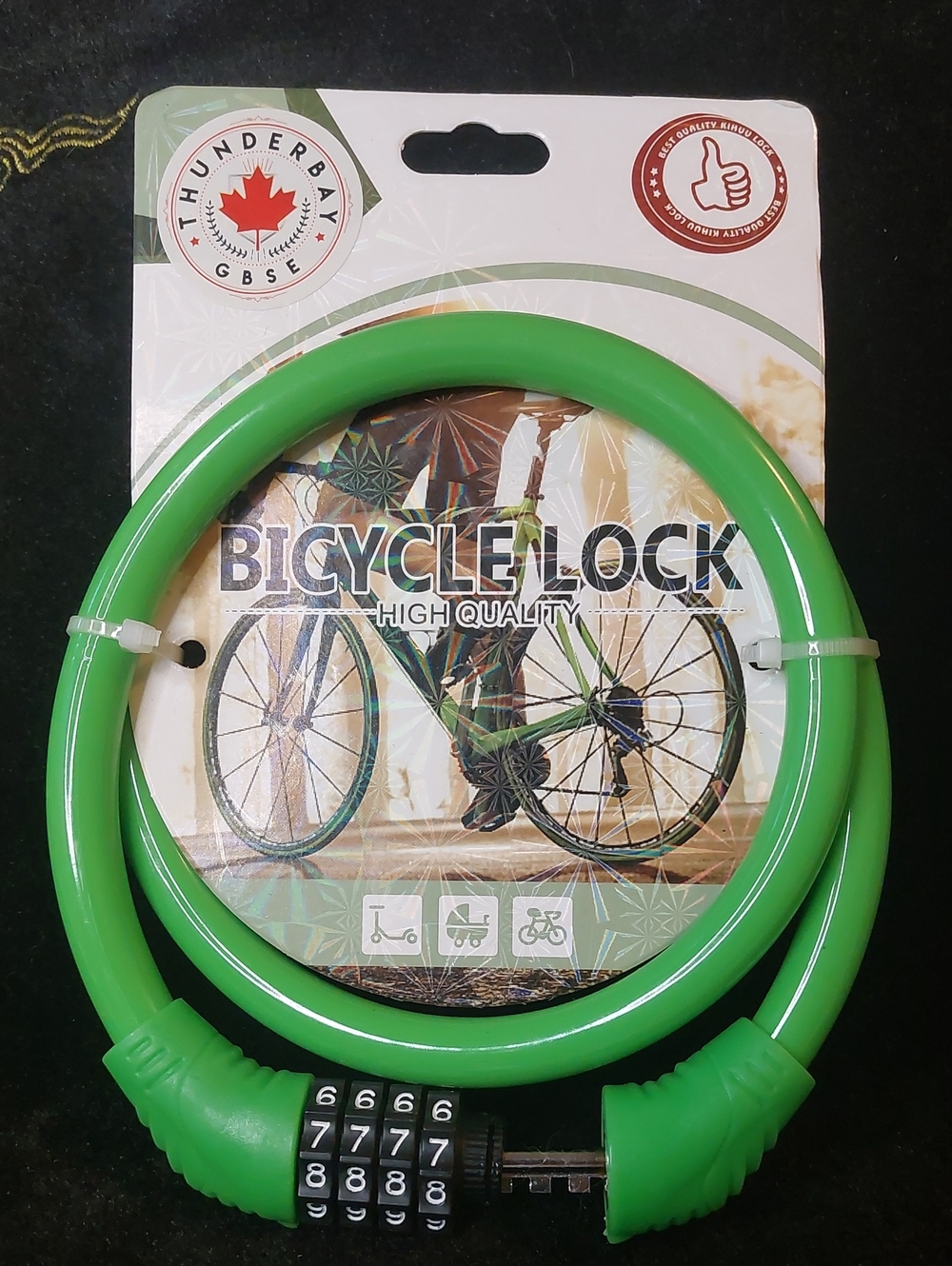 💚3/$25 NWT Thunder Bay Green 4-Digit Bicycle Cable Lock